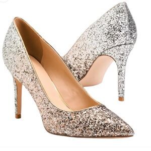 Marc Fisher Darreny Embellished Sparkly Glitter Pumps Heels in Gold 8.5 NWOB